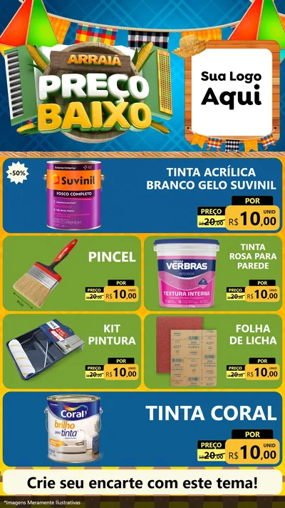 Modelo de TV para TV Vertical com o tema Arraiá de Preço Baixo - Junina para Tintas e Ferramentas