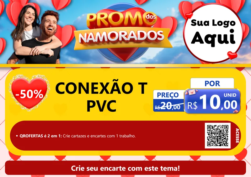 Modelo de Cartaz para Cartaz A4 Horizontal com o tema Promo dos Namorados para Tubos e conexões