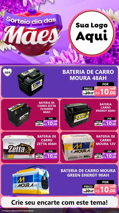 Modelo de TV para TV Vertical com o tema Sorteio Dia das Mães para Baterias Elétricas