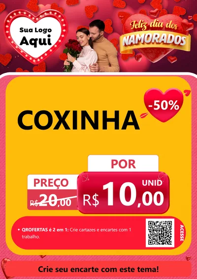 Modelo de Cartaz para Cartaz A4 Vertical com o tema Feliz Dia Dos Namorados para Salgadaria