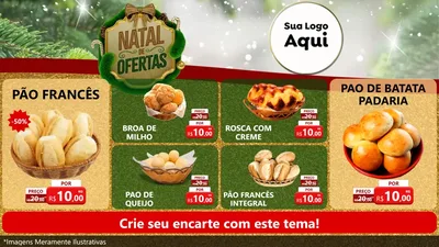 Modelo de TV para TV Horizontal com o tema Ofertas de Natal para Padaria