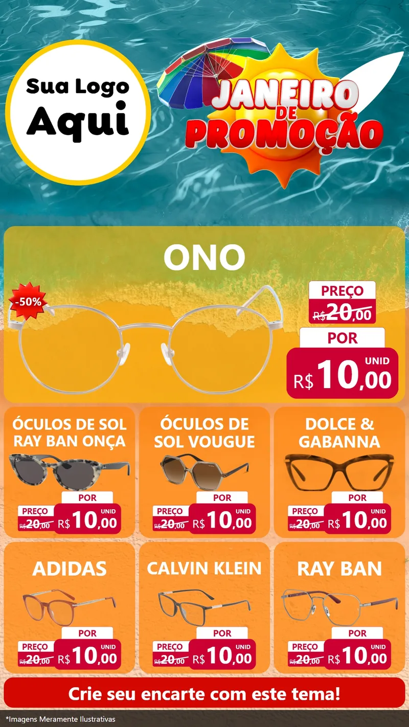 Modelo de Rede Social para Stories com o tema Janeiro de Promoção para Óticas