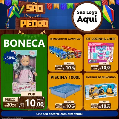 Modelo de Rede Social para Feed Facebook com o tema São Pedro para Brinquedos