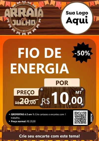 Modelo de Cartaz para Cartaz A4 Vertical com o tema Arraiá de Julho - Junina para Materiais Elétricos