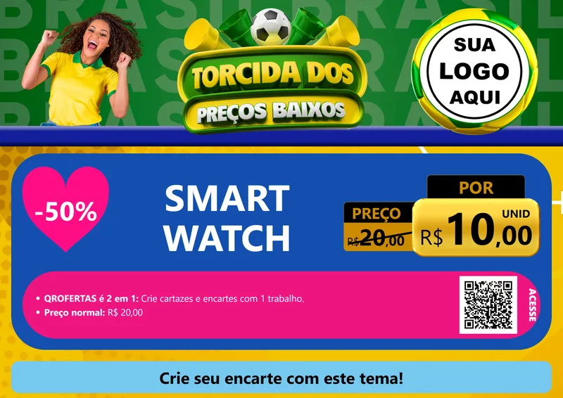 Modelo de Cartaz para Cartaz A4 Horizontal com o tema Torcida dos Preços Baixos para Informática