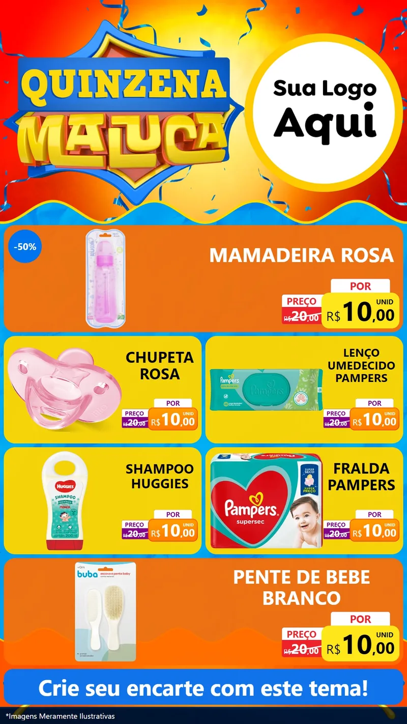 Modelo de TV para TV Vertical com o tema Quinzena Maluca para Bebês