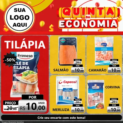 Modelo de Rede Social para Feed Facebook com o tema Quinta da Economia para Peixaria