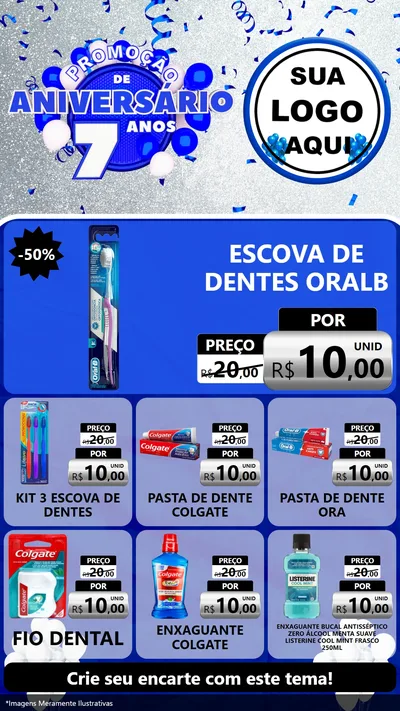 Modelo de Rede Social para Stories com o tema Promoção de Aniversário - 7 Anos para Higiene Pessoal