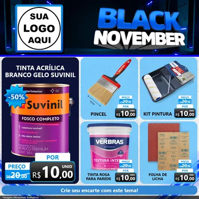 Modelo de Rede Social para Feed Facebook com o tema Black November para Tintas e Ferramentas
