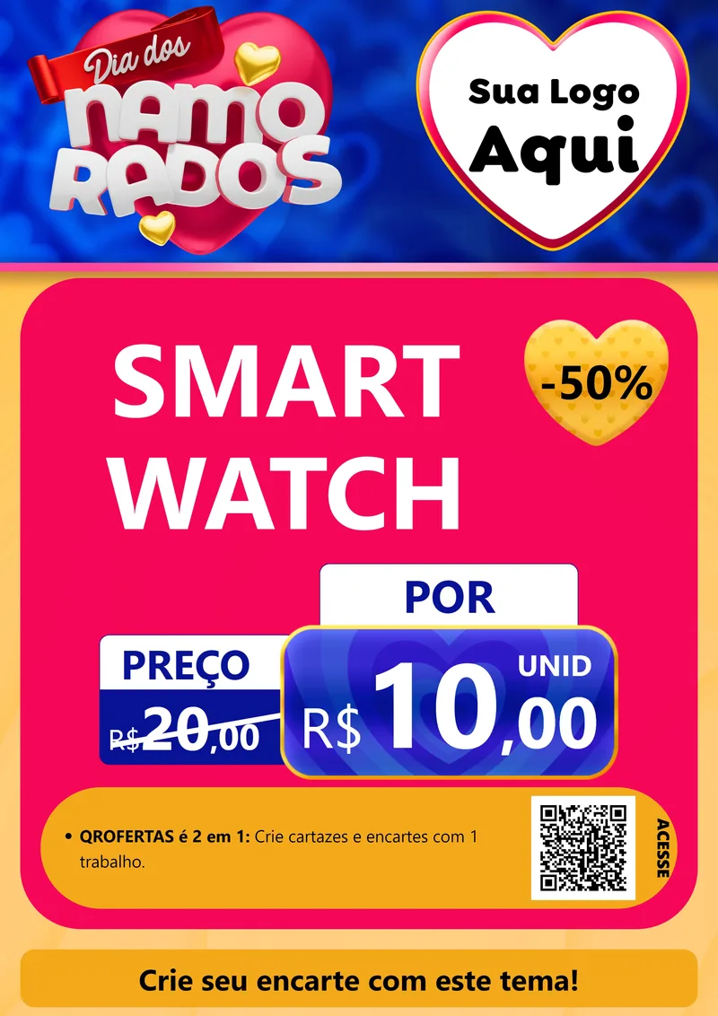 Modelo de Cartaz para Cartaz A4 Vertical com o tema Dia dos namorados para Informática