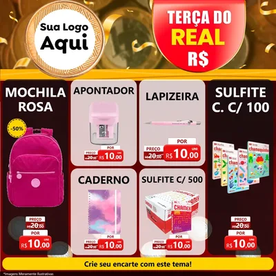 Modelo de Rede Social para Feed Facebook com o tema Terça do Real para Papelaria