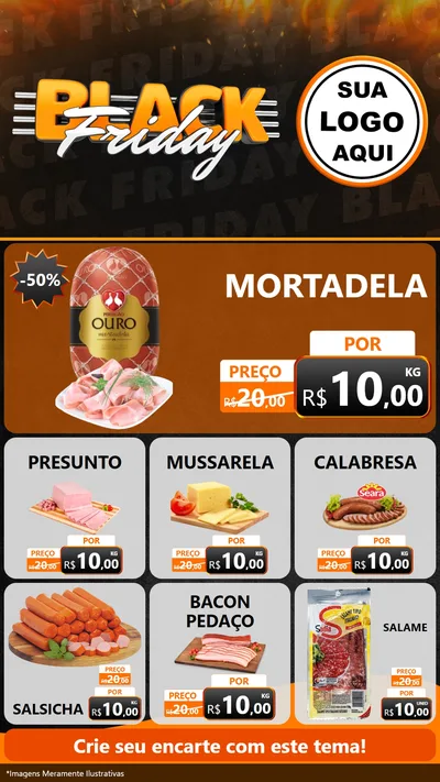 Modelo de Rede Social para Stories com o tema Black Friday para Frios e Laticínios