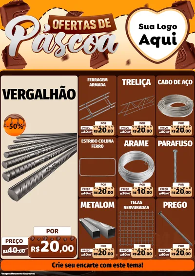 Modelo de Encarte para Encarte A4 Vertical com o tema Ofertas de Páscoa para Ferragens