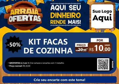 Modelo de Cartaz para Cartaz A4 Horizontal com o tema Arraiá de Ofertas - Junina para Utilidades Domésticas