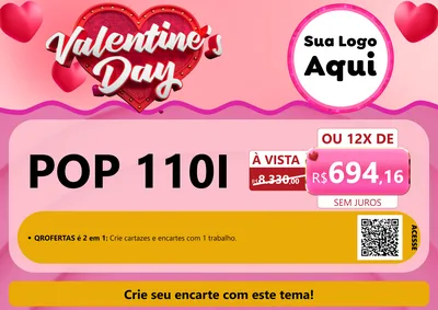 Modelo de Cartaz para Cartaz A4 Horizontal com o tema Valentine's Day para Concessionaria de Motos