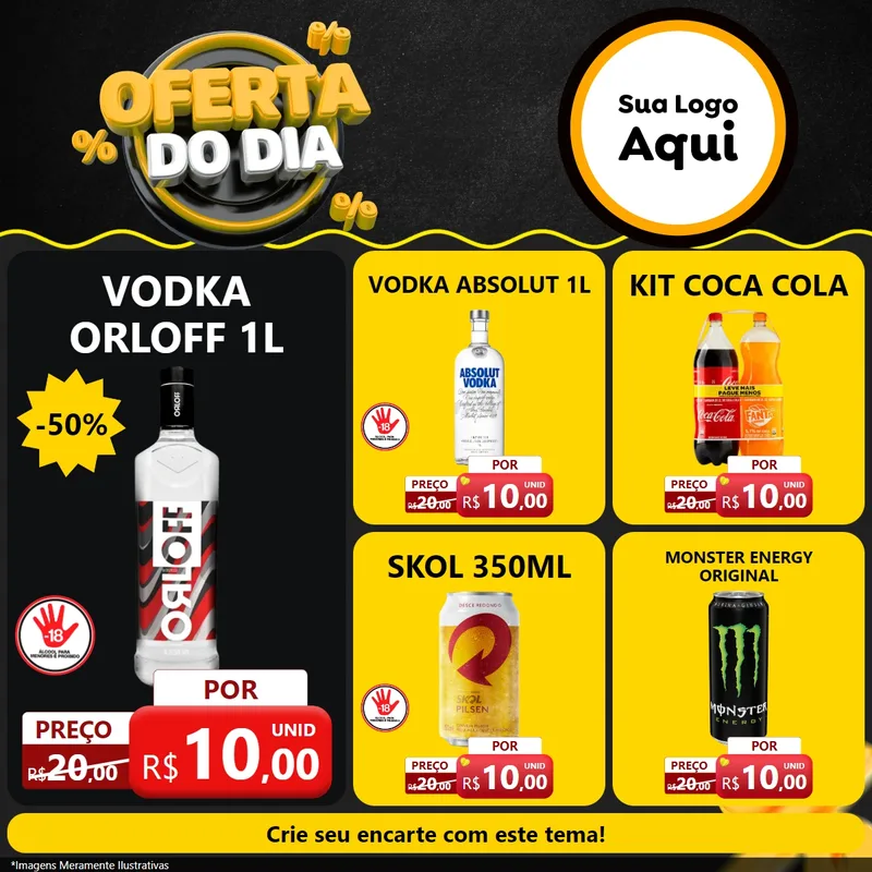 Modelo de Rede Social para Feed Facebook com o tema Oferta Do Dia para Distribuidora de bebidas