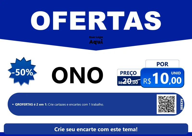 Modelo de Cartaz para Cartaz A4 Horizontal com o tema Ofertas Azul Cartaz para Óticas