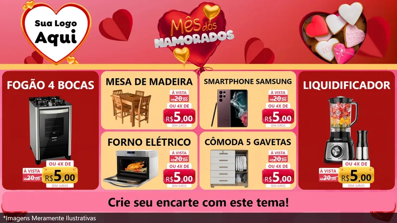 Modelo de TV para TV Horizontal com o tema Mês dos Namorados para Móveis e Eletro