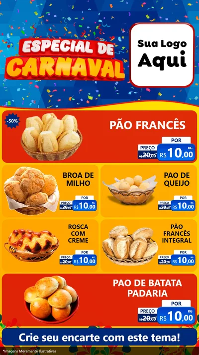 Modelo de TV para TV Vertical com o tema Especial de Carnaval para Padaria