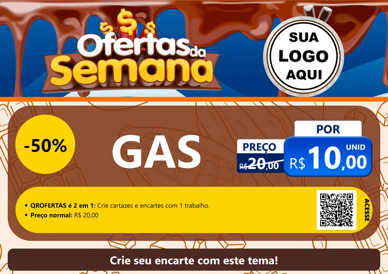 Modelo de Cartaz para Cartaz A4 Horizontal com o tema Ofertas da Semana - Páscoa para Água e gás
