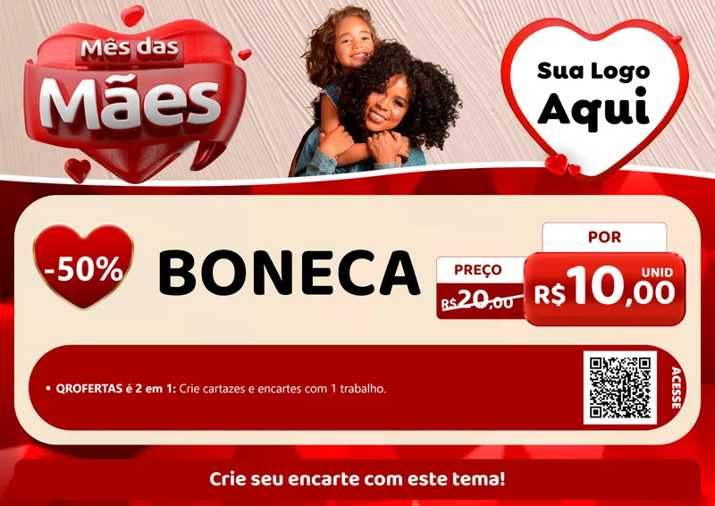 Modelo de Cartaz para Cartaz A4 Horizontal com o tema Mês das Mães para Brinquedos