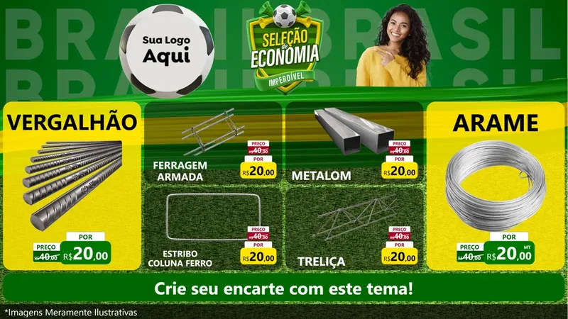 Modelo de TV para TV Horizontal com o tema Seleção de Economia - Copa para Ferragens