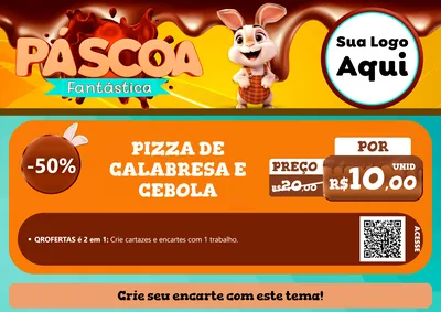 Modelo de Cartaz para Cartaz A4 Horizontal com o tema Páscoa Fantástica para Pizzaria