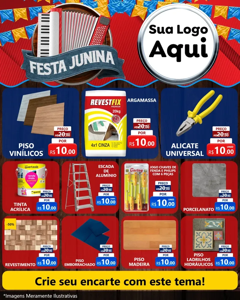 Modelo de Rede Social para Feed Instagram com o tema Festa Junina para Material para Construção