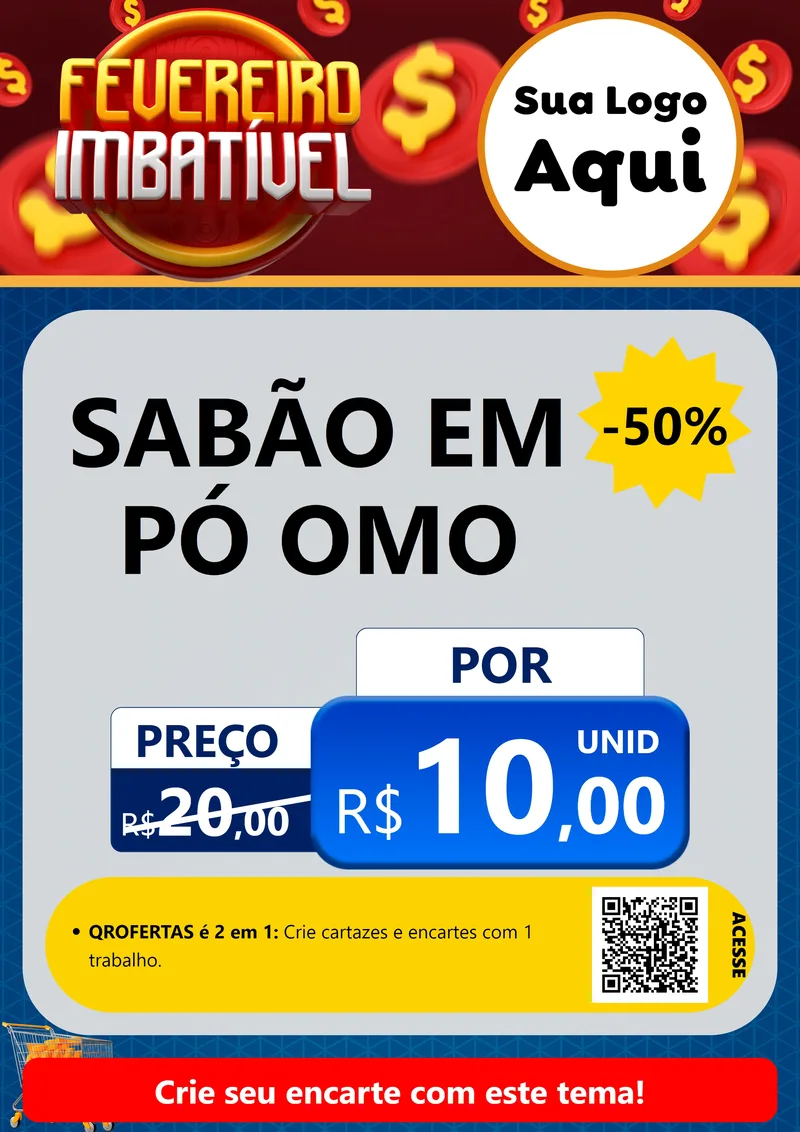 Modelo de Cartaz para Cartaz A4 Vertical com o tema Fevereiro Imbatível para Produtos de Limpeza