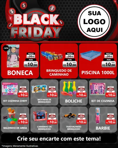 Modelo de Rede Social para Feed Instagram com o tema Black Friday para Brinquedos