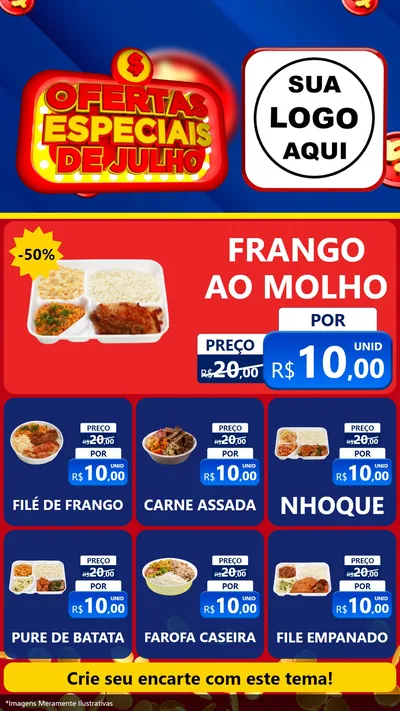 Modelo de Rede Social para Stories com o tema Ofertas Especiais de Julho para Restaurante