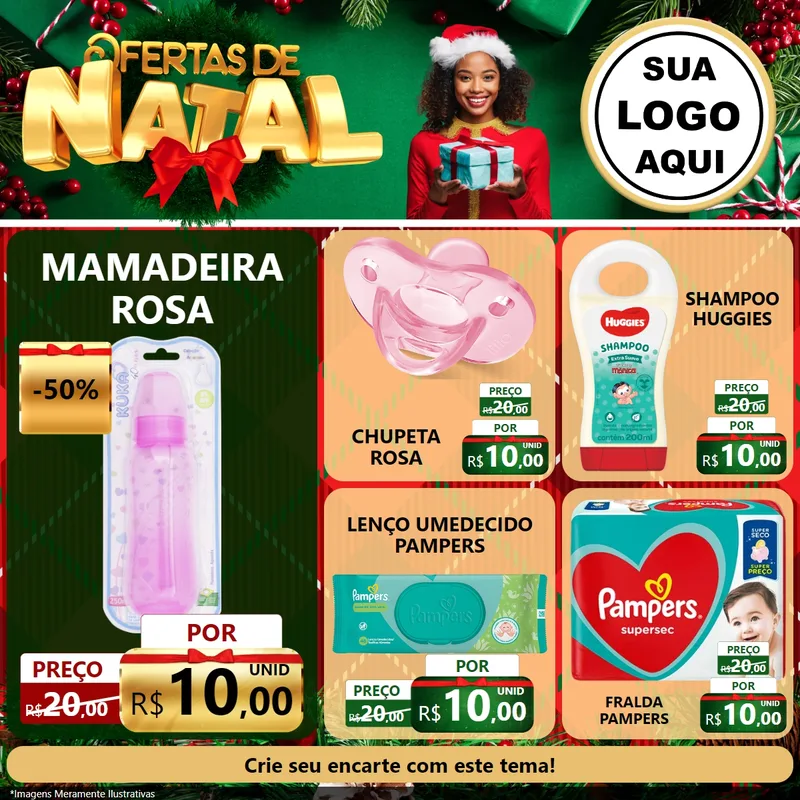 Modelo de Rede Social para Feed Facebook com o tema Ofertas de Natal para Bebês