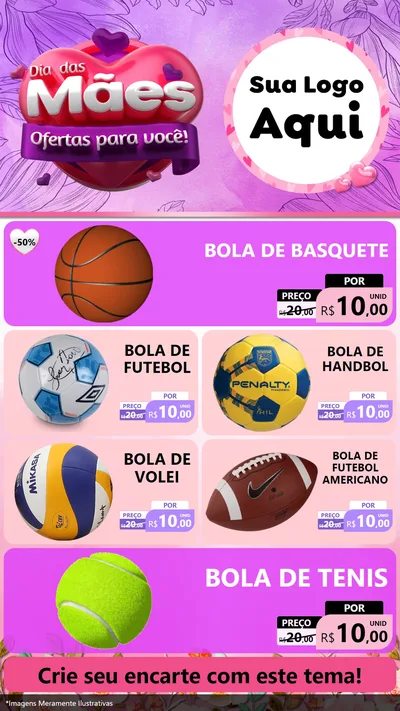Modelo de TV para TV Vertical com o tema Dia das Mães Ofertas para Você! para Artigos Esportivos