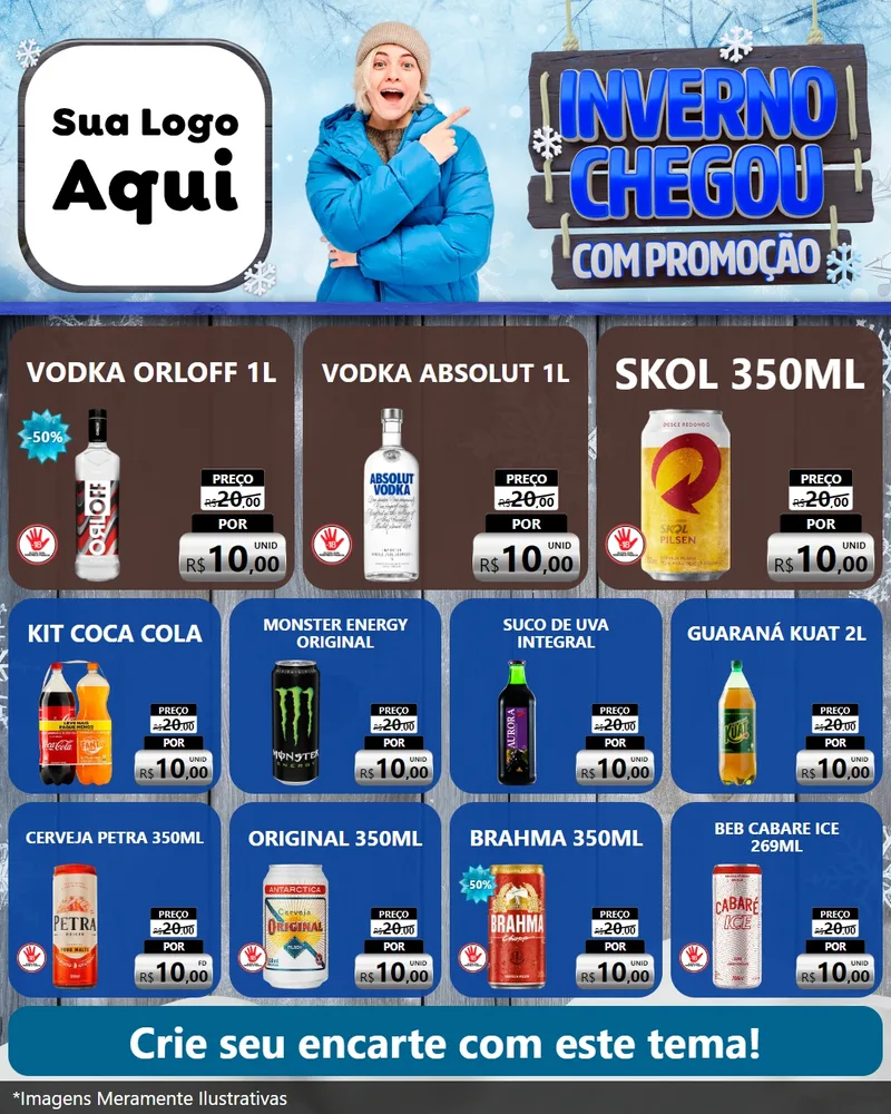 Modelo de Rede Social para Feed Instagram com o tema Inverno Chegou Com Promoção para Distribuidora de bebidas