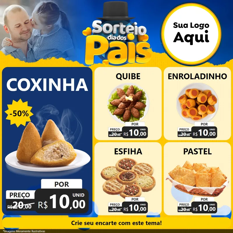 Modelo de Rede Social para Feed Facebook com o tema Sorteio Dia Dos Pais para Salgadaria