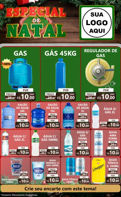 Modelo de Encarte para Encarte Grande com o tema Especial de Natal para Água e gás