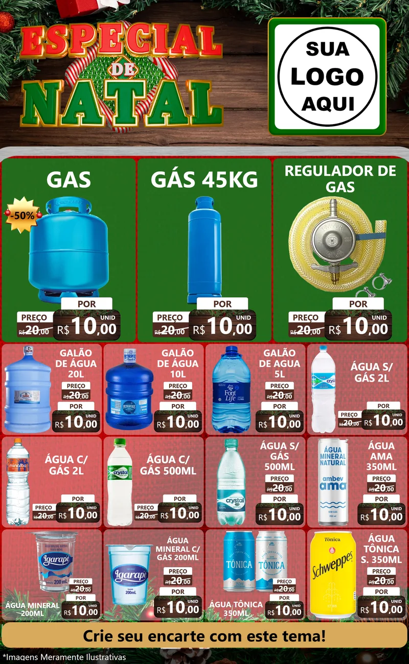 Modelo de Encarte para Encarte Grande com o tema Especial de Natal para Água e gás