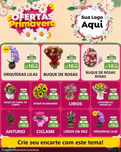 Modelo de Rede Social para Feed Instagram com o tema Ofertas de Primavera para Floricultura e jardim