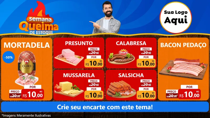 Modelo de TV para TV Horizontal com o tema Semana Queima de Estoque para Frios e Laticínios