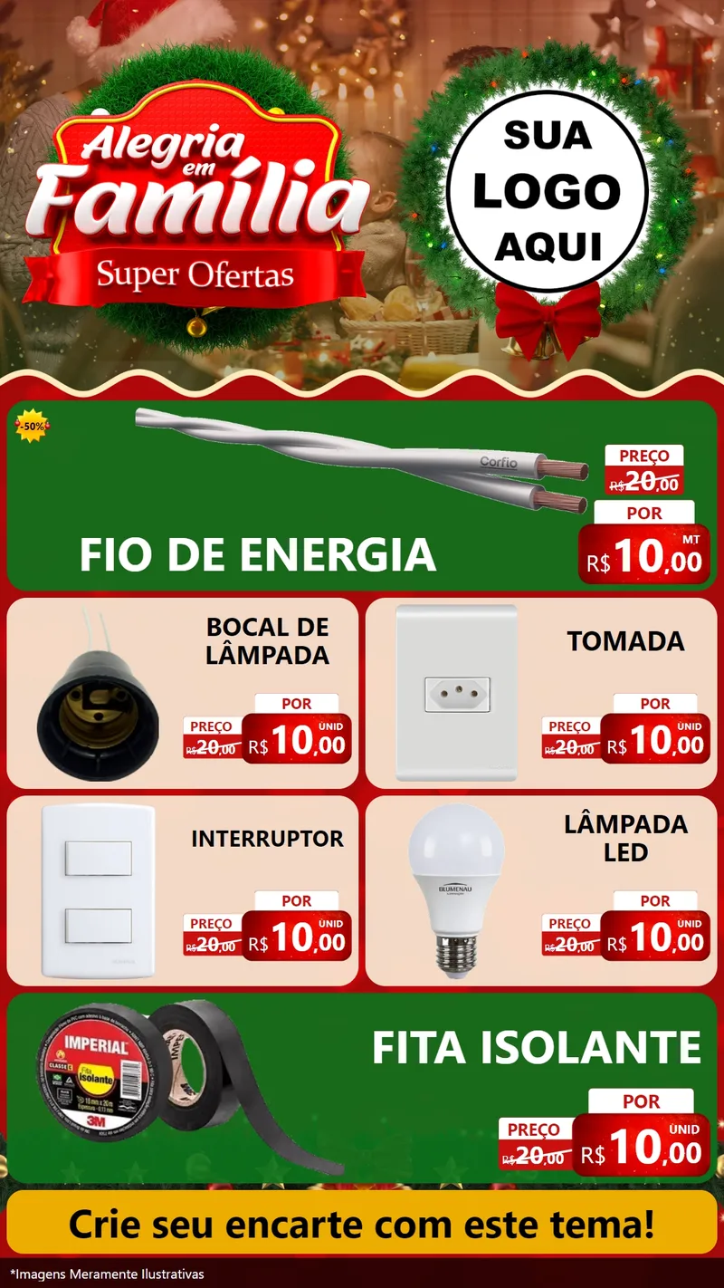 Modelo de TV para TV Vertical com o tema Alegria Em Família - Super Ofertas para Materiais Elétricos