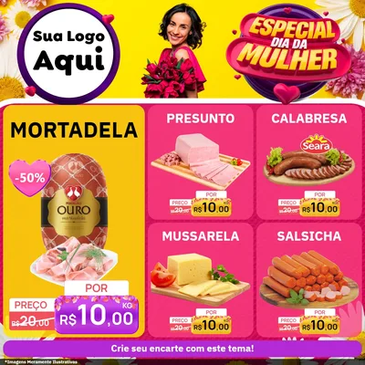 Modelo de Rede Social para Feed Facebook com o tema Especial Dia da Mulher para Frios e Laticínios