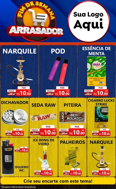 Modelo de Encarte para Encarte Grande com o tema Fim De Semana Arrasador para Tabacaria