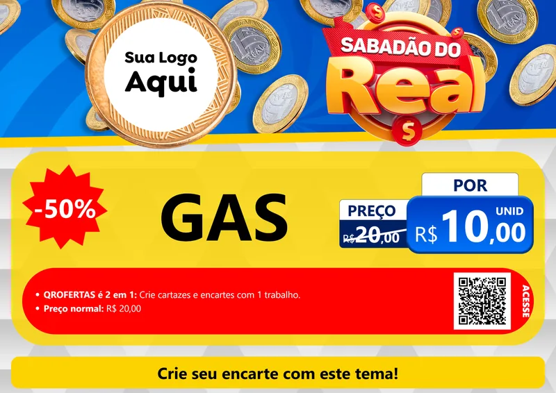 Modelo de Cartaz para Cartaz A4 Horizontal com o tema Sabadão do Real para Água e gás