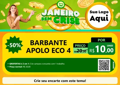 Modelo de Cartaz para Cartaz A4 Horizontal com o tema Janeiro Sem Crise para Armarinho e Aviamentos