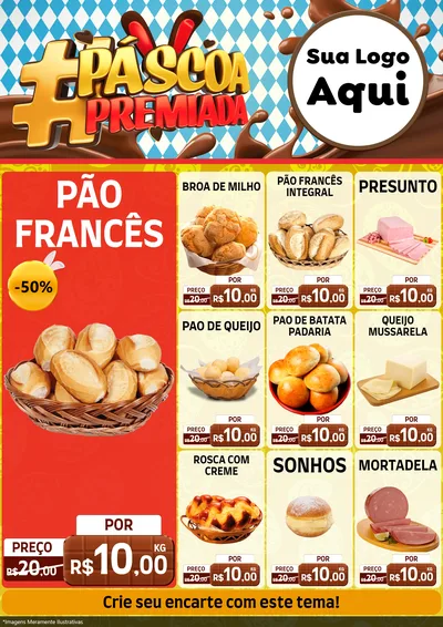 Modelo de Encarte para Encarte A4 Vertical com o tema Páscoa Premiada para Padaria