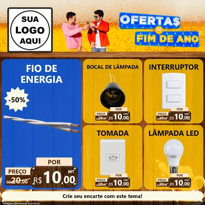 Modelo de Rede Social para Feed Facebook com o tema Ofertas de Fim de Ano para Materiais Elétricos