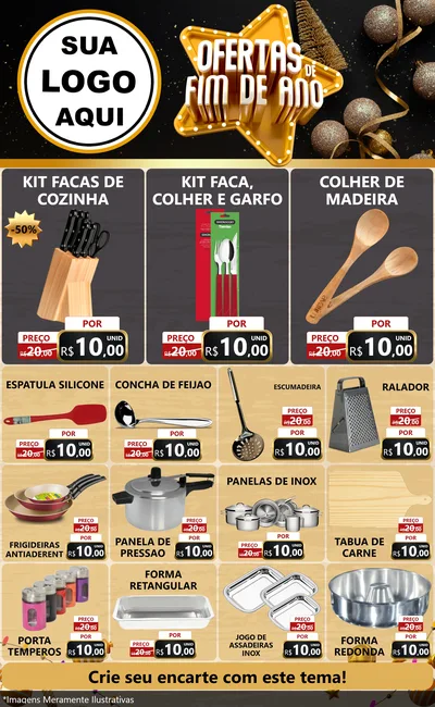 Modelo de Encarte para Encarte Grande com o tema Ofertas de Fim de Ano para Utilidades Domésticas