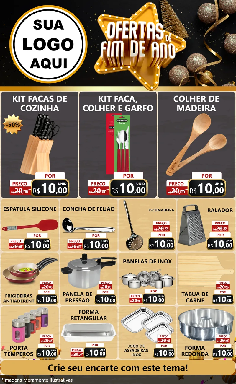 Modelo de Encarte para Encarte Grande com o tema Ofertas de Fim de Ano para Utilidades Domésticas