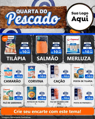 Modelo de Rede Social para Feed Instagram com o tema Quarta do Pescado para Peixaria