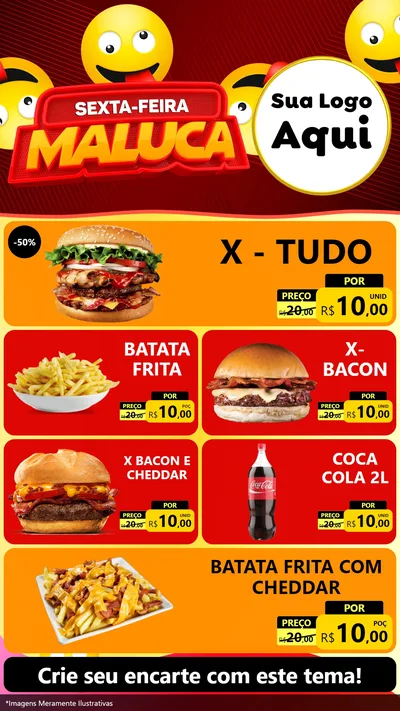 Modelo de TV para TV Vertical com o tema Sexta-feira Maluca para Hamburgueria
